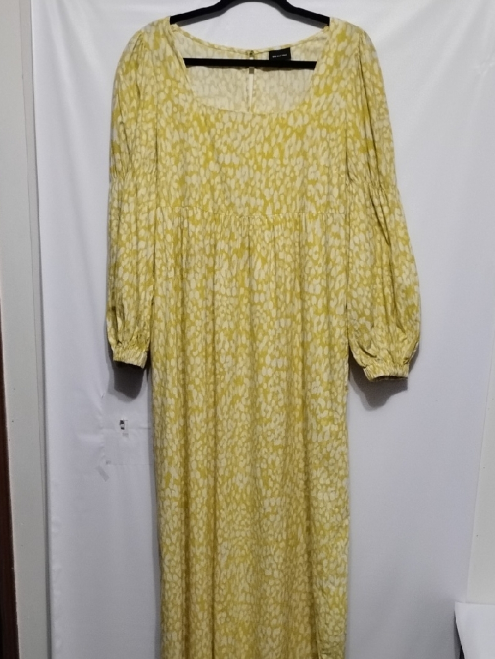 Who What Wear Yellow Printed Long Sleeve Maxi Dress